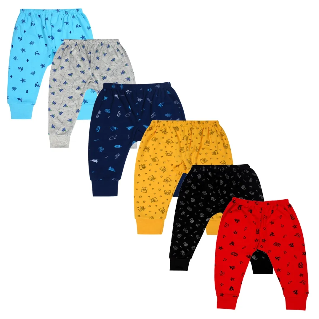Dark Yellow Printed Kids Cotton Pajama Pants Design 1 - AR Hosiery Wholesale
