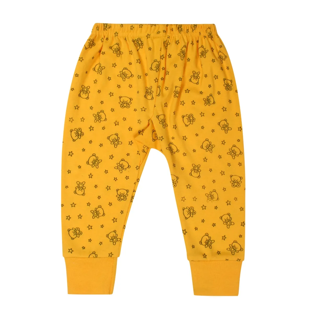Dark Yellow Printed Kids Cotton Pajama Pants Design 3 - AR Hosiery Wholesale